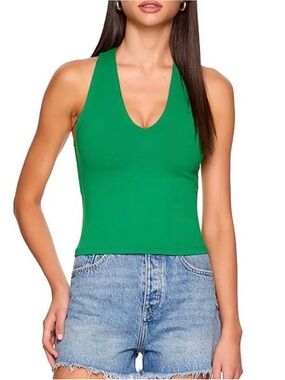 Susana Monaco Brown Deep V-Neck Sleeveless Top, Sz M (P2P 15”)